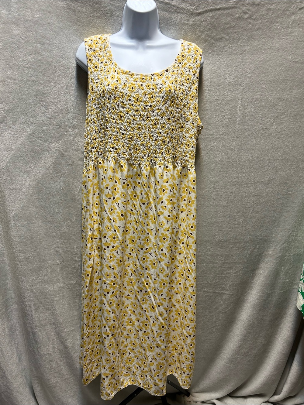 croft & barrow Yellow Floral Smocked Maxi Dress